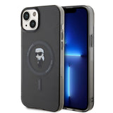 Husa de protectie Karl Lagerfeld IML MagSafe (KLHMP15MHFCKNOK) compatibil cu iPhone 15 Plus, Negru Ikonik