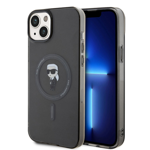 Husa de protectie Karl Lagerfeld IML MagSafe (KLHMP15MHFCKNOK) compatibil cu iPhone 15 Plus, Negru Ikonik
