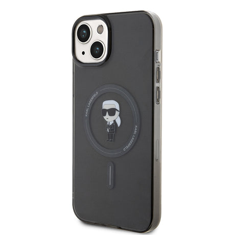 Husa de protectie Karl Lagerfeld IML MagSafe (KLHMP15MHFCKNOK) compatibil cu iPhone 15 Plus, Negru Ikonik