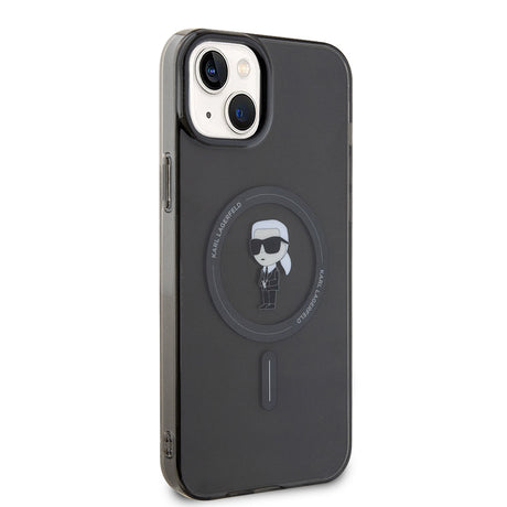 Husa de protectie Karl Lagerfeld IML MagSafe (KLHMP15MHFCKNOK) compatibil cu iPhone 15 Plus, Negru Ikonik
