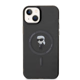 Husa de protectie Karl Lagerfeld IML MagSafe (KLHMP15MHFCKNOK) compatibil cu iPhone 15 Plus, Negru Ikonik