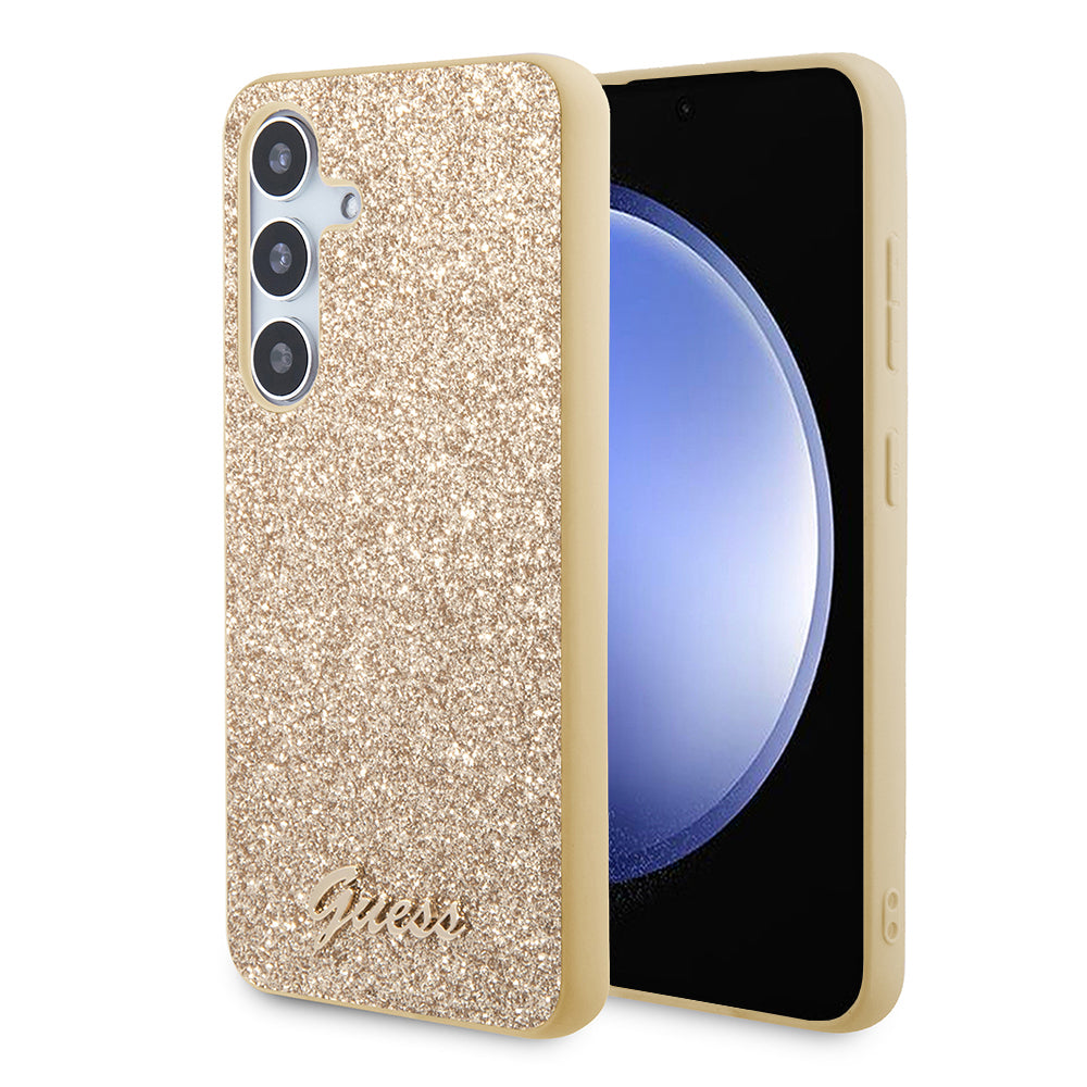 Husa de protectie Guess Glitter Script (GUHCS24MHGGSHD) compatibil cu Samsung Galaxy S24 Plus, Auriu