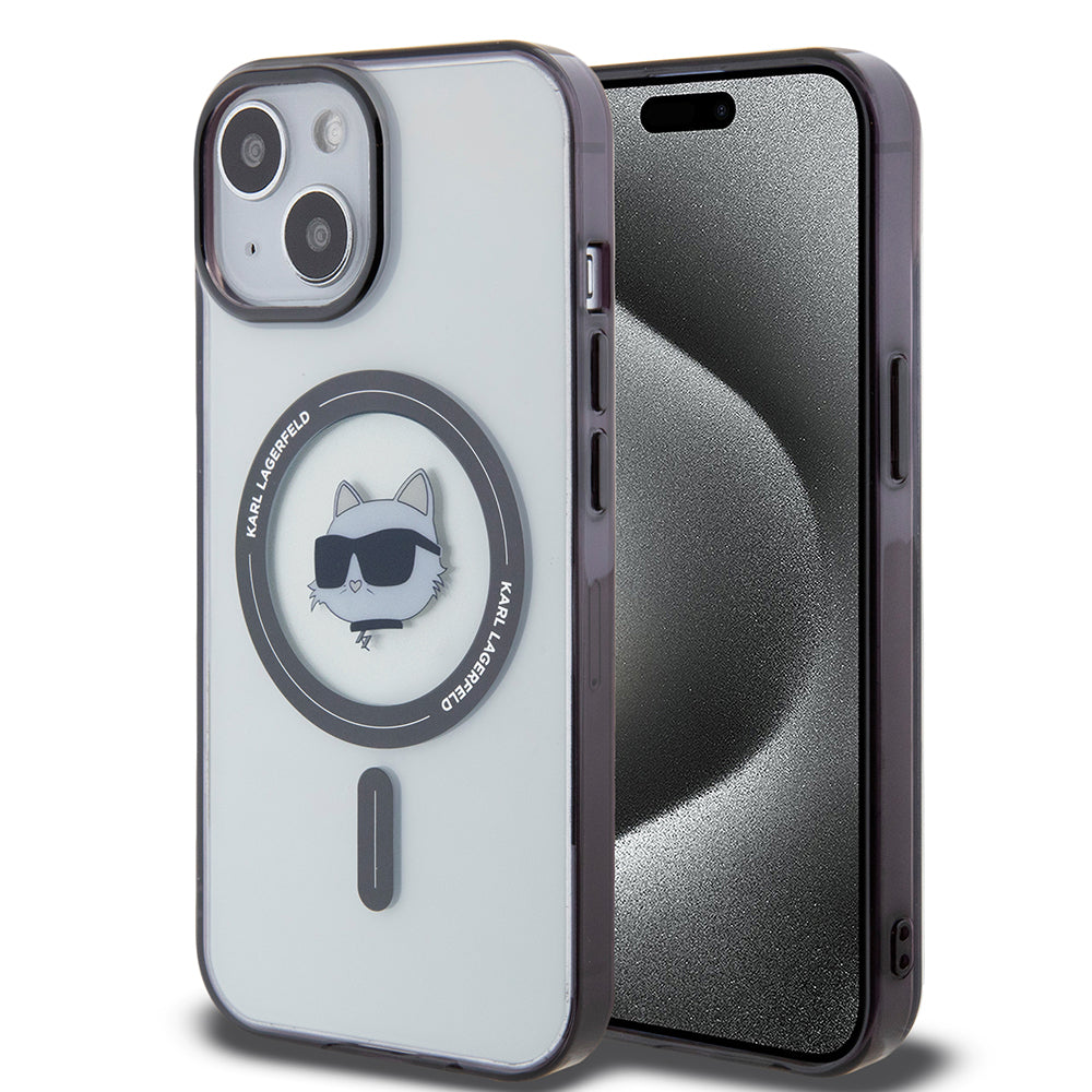 Husa de protectie Karl Lagerfeld IML MagSafe (KLHMP15MHCHNOTK) compatibil cu iPhone 15 Plus, Transparent Choupette`S Head