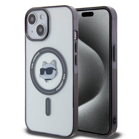 Husa de protectie Karl Lagerfeld IML MagSafe (KLHMP15MHCHNOTK) compatibil cu iPhone 15 Plus, Transparent Choupette`S Head