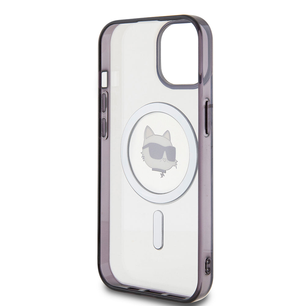 Husa de protectie Karl Lagerfeld IML MagSafe (KLHMP15MHCHNOTK) compatibil cu iPhone 15 Plus, Transparent Choupette`S Head