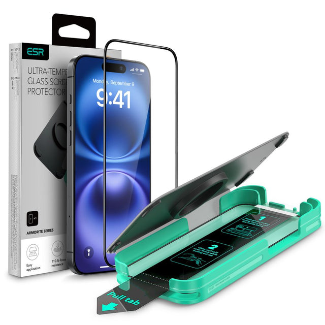 Folie de protectie ESR Armorite compatibil cu iPhone 16, Negru