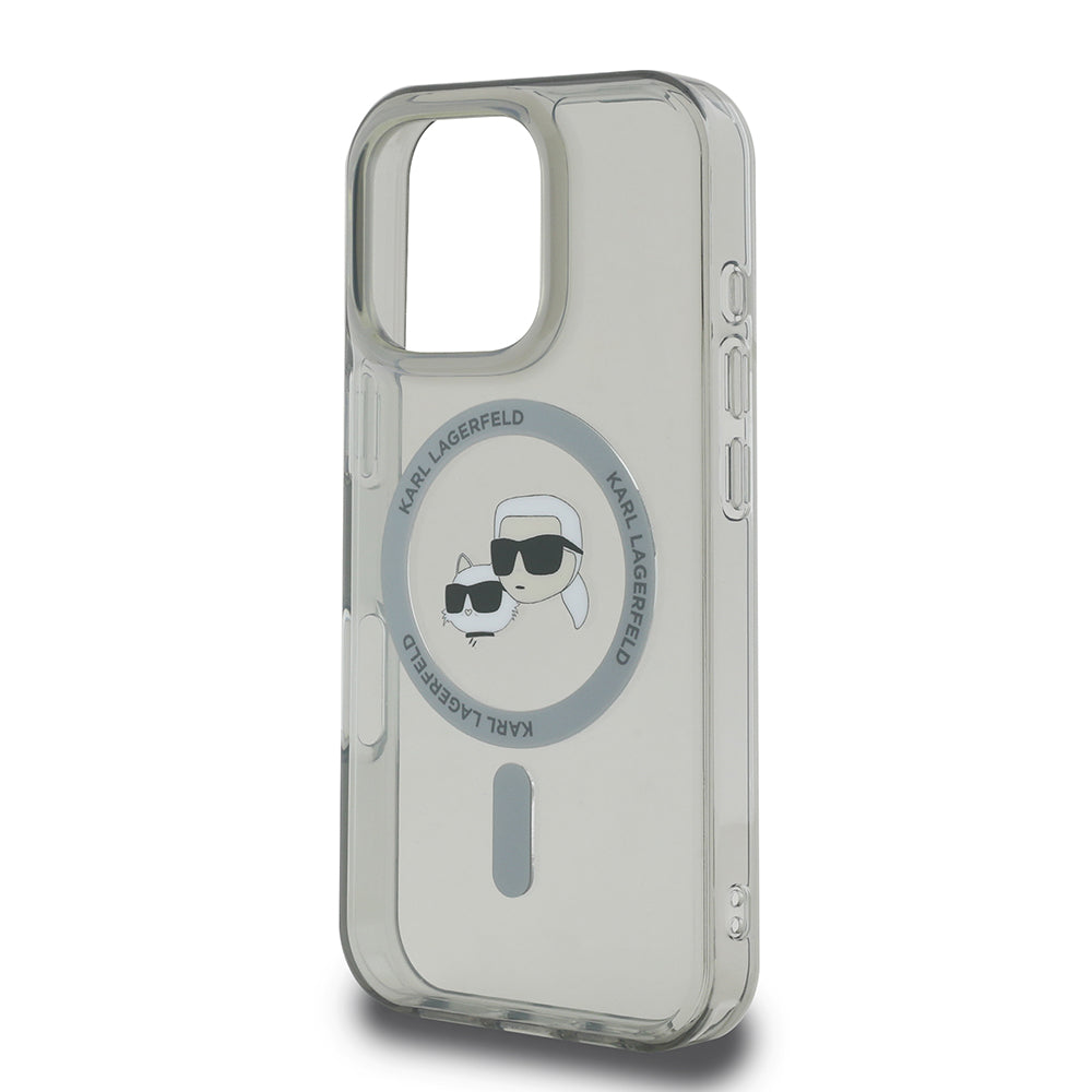 Husa de protectie Karl Lagerfeld IML MagSafe (KLHMP16XHLSKCK) compatibil cu iPhone 16 Pro Max, Metal Karl&Choupette Head