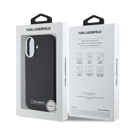 Husa de protectie Karl Lagerfeld Leather MagSafe (KLHMP16SPGMSRPK) compatibil cu iPhone 16, FW Metal Plate