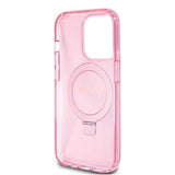 Husa de protectie Guess Ring Stand Script Glitter MagSafe (GUHMP15LHRSGSP) compatibil cu iPhone 15 Pro, Roz