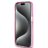 Husa de protectie Guess Ring Stand Script Glitter MagSafe (GUHMP15LHRSGSP) compatibil cu iPhone 15 Pro, Roz