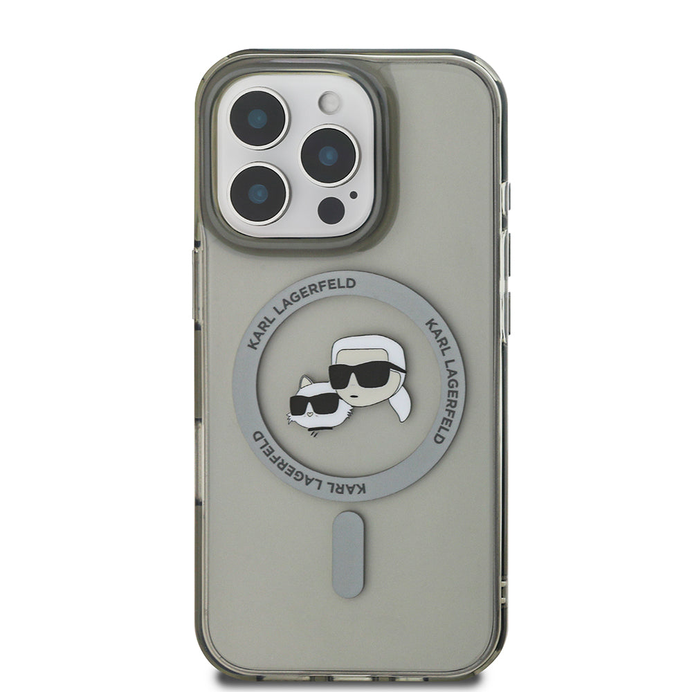 Husa de protectie Karl Lagerfeld IML MagSafe (KLHMP16LHLSKCK) compatibil cu iPhone 16 Pro, Metal Karl&Choupette Head