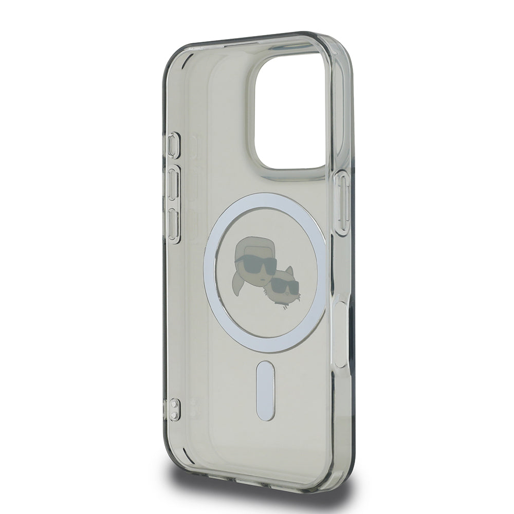 Husa de protectie Karl Lagerfeld IML MagSafe (KLHMP16LHLSKCK) compatibil cu iPhone 16 Pro, Metal Karl&Choupette Head