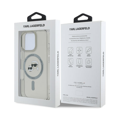 Husa de protectie Karl Lagerfeld IML MagSafe (KLHMP16LHLSKCK) compatibil cu iPhone 16 Pro, Metal Karl&Choupette Head
