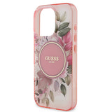 Husa de protectie Guess IML Flower & Tonal Circle MagSafe (GUHMP16XHFWBDCEP) compatibil cu iPhone 16 Pro Max, Roz
