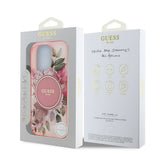 Husa de protectie Guess IML Flower & Tonal Circle MagSafe (GUHMP16XHFWBDCEP) compatibil cu iPhone 16 Pro Max, Roz