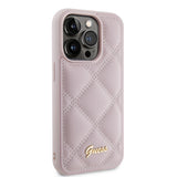 Husa de protectie Guess Quilted Metal Logo (GUHCP15XPSQSQSP) compatibil cu iPhone 15 Pro Max, Roz