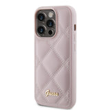 Husa de protectie Guess Quilted Metal Logo (GUHCP15XPSQSQSP) compatibil cu iPhone 15 Pro Max, Roz