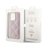 Husa de protectie Guess Quilted Metal Logo (GUHCP15XPSQSQSP) compatibil cu iPhone 15 Pro Max, Roz