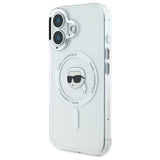 Husa de protectie Karl Lagerfeld IML MagSafe (KLHMP16MHLSKIH) compatibil cu iPhone 16 Plus, Alb Karl`S Head