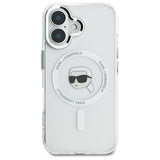 Husa de protectie Karl Lagerfeld IML MagSafe (KLHMP16MHLSKIH) compatibil cu iPhone 16 Plus, Alb Karl`S Head
