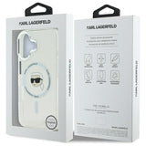 Husa de protectie Karl Lagerfeld IML MagSafe (KLHMP16MHLSKIH) compatibil cu iPhone 16 Plus, Alb Karl`S Head