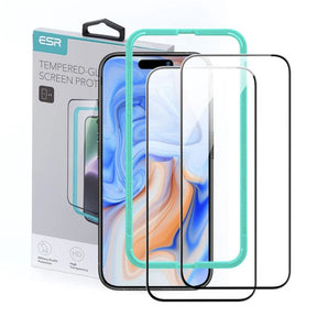 Folie de protectie ESR Tempered Glass (set de 2) compatibil cu iPhone 15 / iPhone 16, Negru