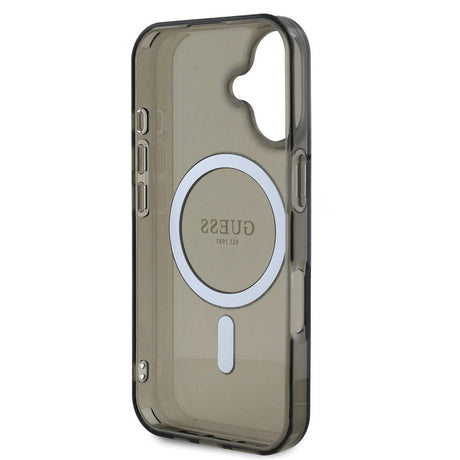 Husa de protectie Guess IML Glitter Circle MagSafe (GUHMP16SHFGEREK) compatibil cu iPhone 16, Negru