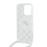 Husa de protectie Karl Lagerfeld IML Crossbody MagSafe (KLHMP15LHCKCKLCT) compatibil cu iPhone 15 Pro, Transparent Monogram Karl&Choupette Head
