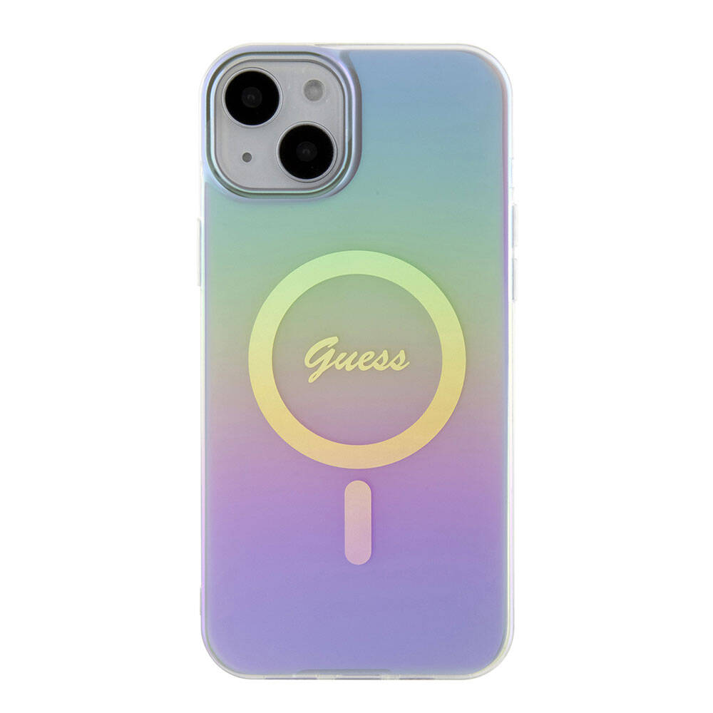 Husa de protectie Guess IML Iridescent MagSafe (GUHMP15SHITSU) compatibil cu iPhone 15, Mov