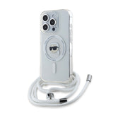 Husa de protectie Karl Lagerfeld IML Crossbody MagSafe (KLHMP15LHCKHNT) compatibil cu iPhone 15 Pro, Transparent Karl Head