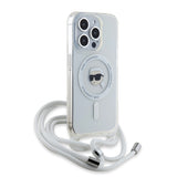 Husa de protectie Karl Lagerfeld IML Crossbody MagSafe (KLHMP15LHCKHNT) compatibil cu iPhone 15 Pro, Transparent Karl Head