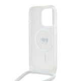 Husa de protectie Karl Lagerfeld IML Crossbody MagSafe (KLHMP15LHCKHNT) compatibil cu iPhone 15 Pro, Transparent Karl Head