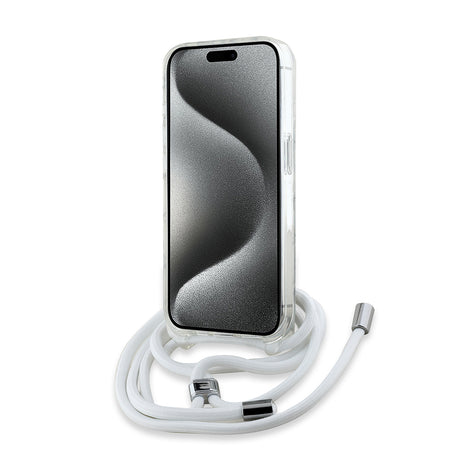 Husa de protectie Karl Lagerfeld IML Crossbody MagSafe (KLHMP15LHCKHNT) compatibil cu iPhone 15 Pro, Transparent Karl Head