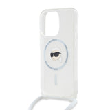Husa de protectie Karl Lagerfeld IML Crossbody MagSafe (KLHMP15LHCKHNT) compatibil cu iPhone 15 Pro, Transparent Karl Head