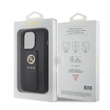 Husa de protectie Guess Grip Stand 4G Saffiano Strass compatibil cu iPhone 15 Pro Max (GUHCP15XPGSSADK), Negru