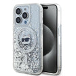 Husa de protectie Karl Lagerfeld Liquid Glitter MagSafe (KLHMP15XLGCHSGH) compatibil cu iPhone 15 Pro Max, Transparent Choupette Head