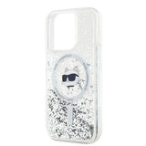 Husa de protectie Karl Lagerfeld Liquid Glitter MagSafe (KLHMP15XLGCHSGH) compatibil cu iPhone 15 Pro Max, Transparent Choupette Head