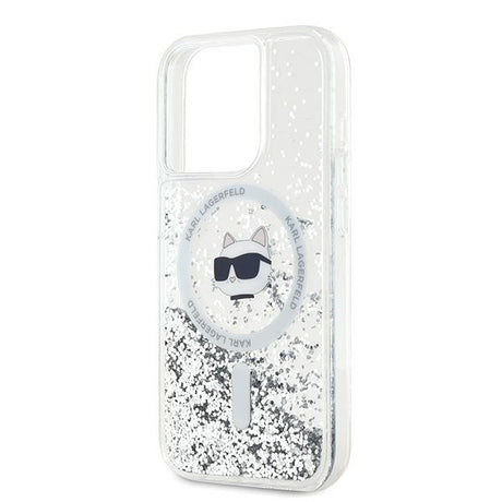 Husa de protectie Karl Lagerfeld Liquid Glitter MagSafe (KLHMP15XLGCHSGH) compatibil cu iPhone 15 Pro Max, Transparent Choupette Head