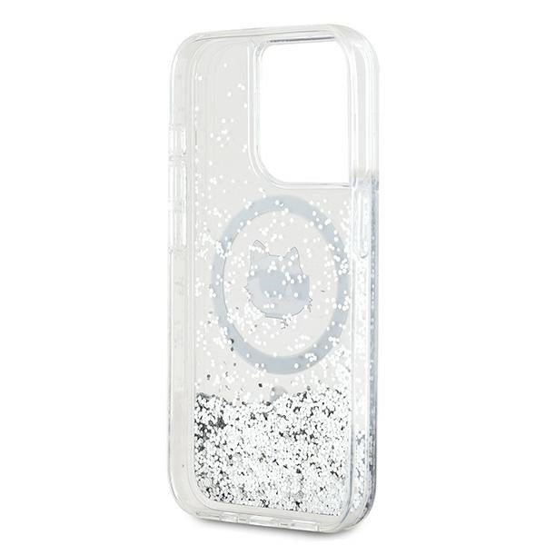 Husa de protectie Karl Lagerfeld Liquid Glitter MagSafe (KLHMP15XLGCHSGH) compatibil cu iPhone 15 Pro Max, Transparent Choupette Head
