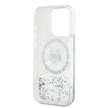 Husa de protectie Karl Lagerfeld Liquid Glitter MagSafe (KLHMP15XLGCHSGH) compatibil cu iPhone 15 Pro Max, Transparent Choupette Head