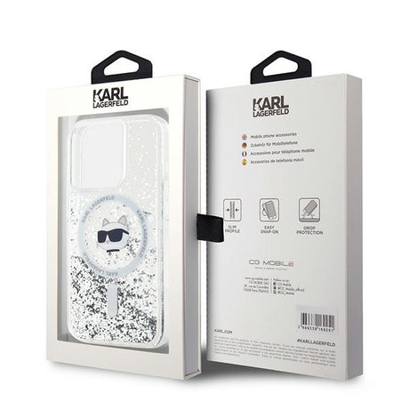Husa de protectie Karl Lagerfeld Liquid Glitter MagSafe (KLHMP15XLGCHSGH) compatibil cu iPhone 15 Pro Max, Transparent Choupette Head