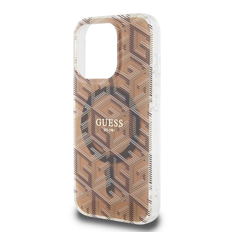 Husa de protectie Guess IML GCube MagSafe (GUHMP15XHGCUSTGW) compatibil cu iPhone 15 Pro Max, Maro