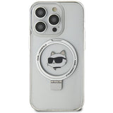 Husa de protectie Karl Lagerfeld Hardcase Ring Stand MagSafe (KLHMP15XHMRSCHH) compatibil cu iPhone 15 Pro Max, Alb Choupette Head