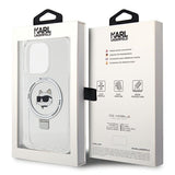Husa de protectie Karl Lagerfeld Hardcase Ring Stand MagSafe (KLHMP15XHMRSCHH) compatibil cu iPhone 15 Pro Max, Alb Choupette Head