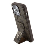 Husa de protectie Guess Grip Stand 4G Triangle Strass (GUHCP15LPGS4TDW) compatibil cu iPhone 15 Pro, Maro