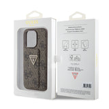 Husa de protectie Guess Grip Stand 4G Triangle Strass (GUHCP15LPGS4TDW) compatibil cu iPhone 15 Pro, Maro