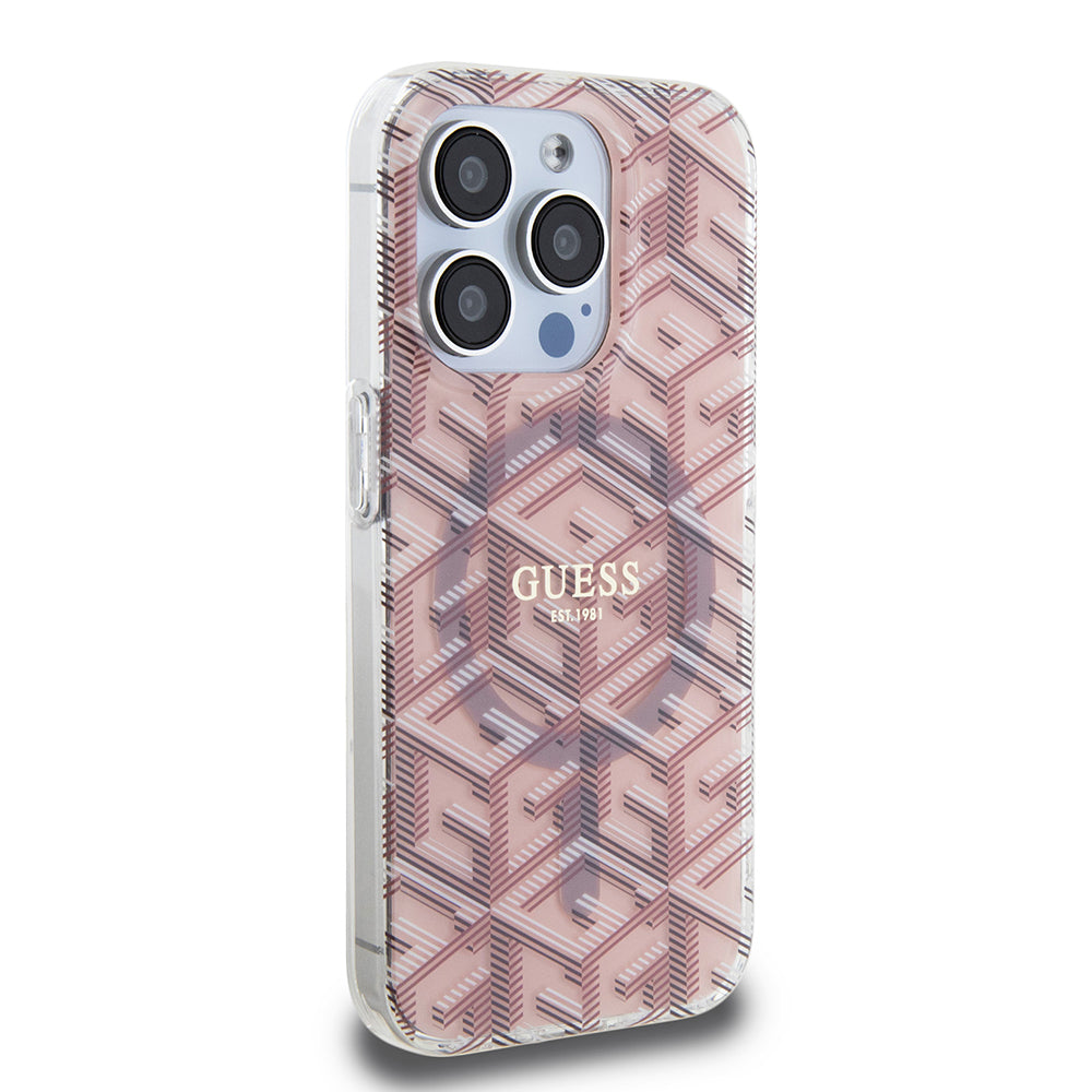 Husa de protectie Guess IML GCube MagSafe (GUHMP15XHGCUSTGP) compatibil cu iPhone 15 Pro Max, Roz