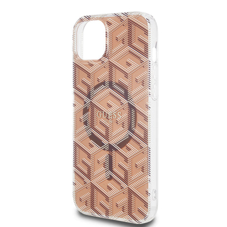 Husa de protectie Guess IML GCube MagSafe (GUHMP15MHGCUSTGW) compatibil cu iPhone 15 Plus, Maro