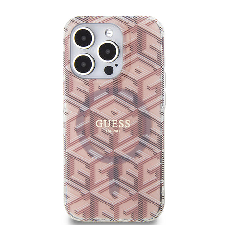 Husa de protectie Guess IML GCube MagSafe (GUHMP15LHGCUSTGP) compatibil cu iPhone 15 Pro, Roz