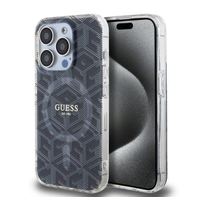 Husa de protectie Guess IML GCube MagSafe (GUHMP15LHGCUSTGK) compatibil cu iPhone 15 Pro, Negru